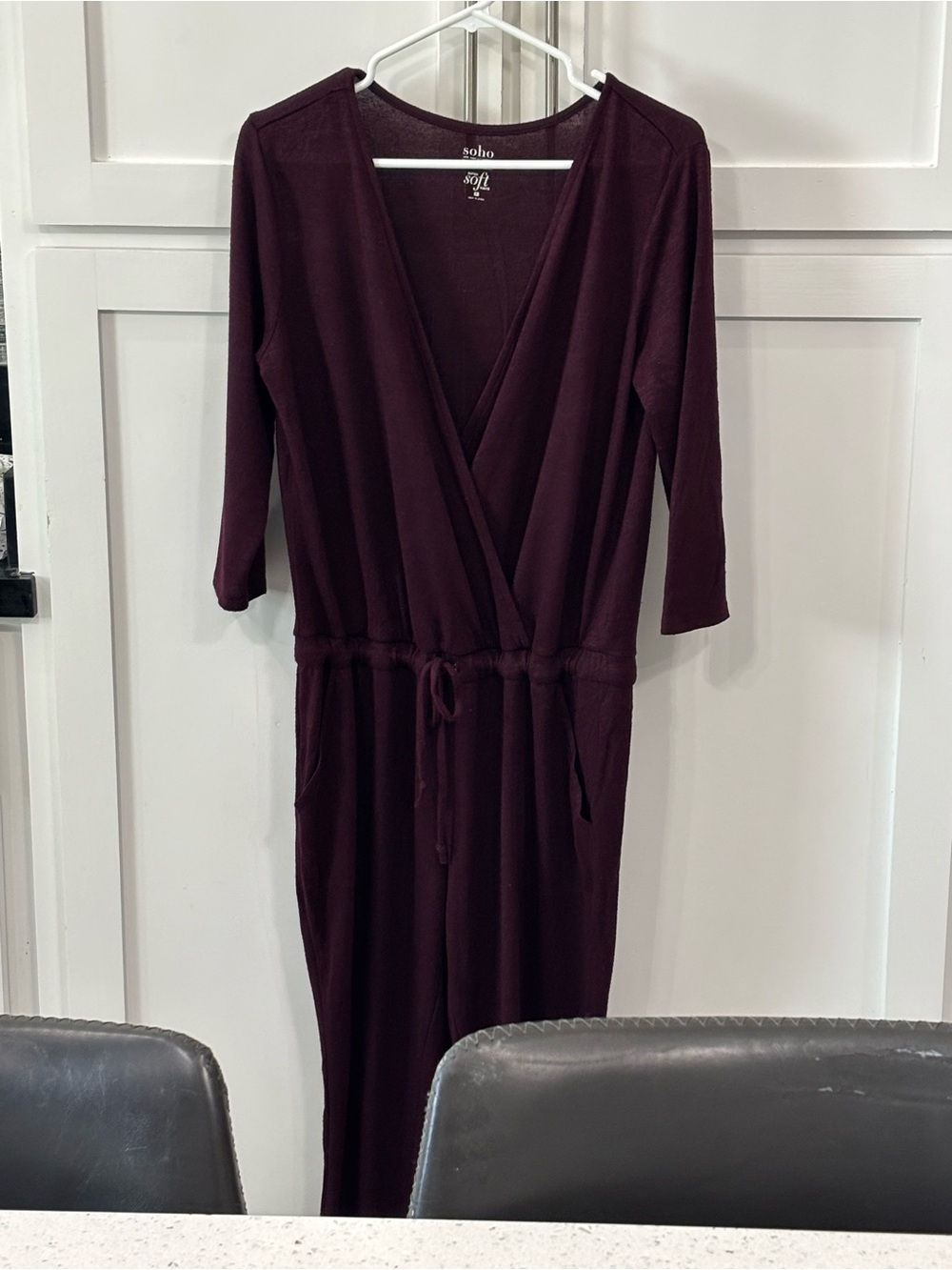 New York & Company Wrap-Front Burgundy Jumpsuit Size M burgandy